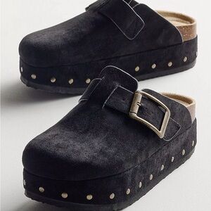 Madden Girl Black Suede Mules with Buckle